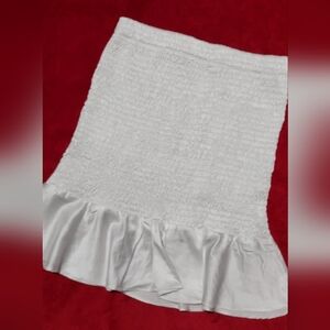 White Smocked Ruffle Hem Mini Skirt